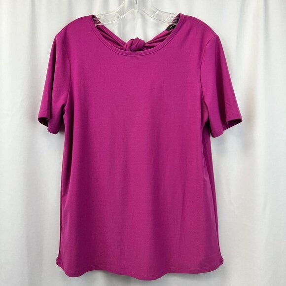 Halogen Womens Passion Short Sleeve Round Neck Tie Back Blouse Top Size Medium - Picture 1 of 10